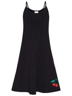 Pussy Deluxe Dotties & Cherry Girl Kinder A-Linien-Kleid Schwarz Allover