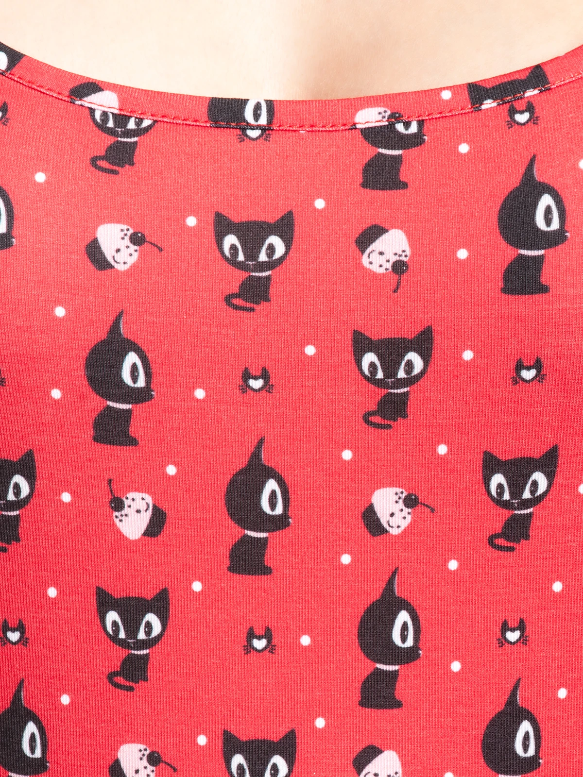 Pussy Deluxe Kitty Cupcake Love Damen A-Linien-Kleid Rot Allover - Image 7