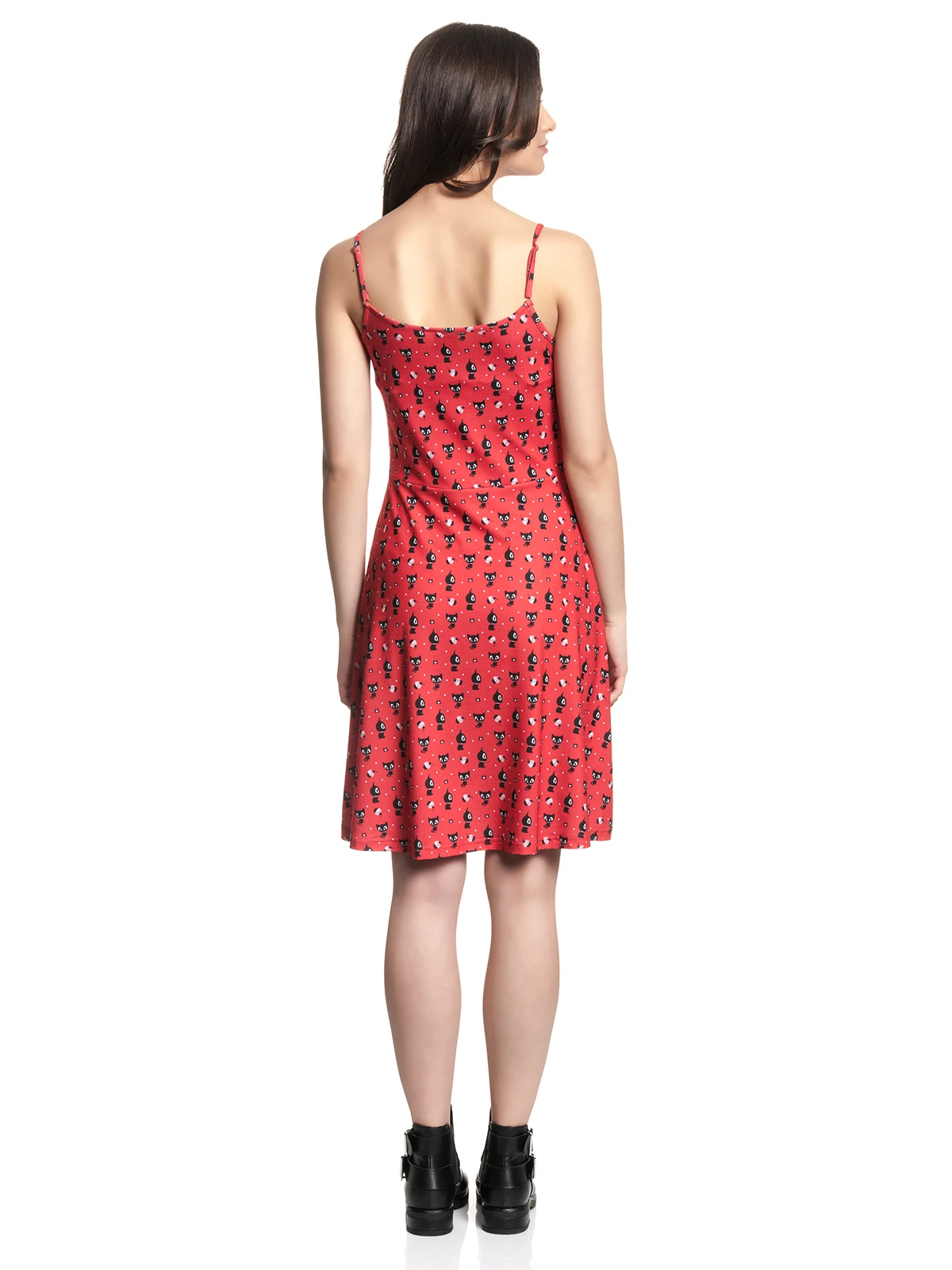 Pussy Deluxe Kitty Cupcake Love Damen A-Linien-Kleid Rot Allover - Image 6