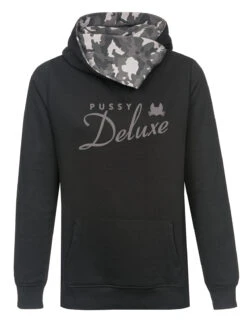Pussy Deluxe Logo Military Damen Schalkragenpullover Schwarz/grau Camouflage