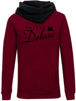 Pussy Deluxe Logo Damen Schalkragenpullover Rot/schwarz