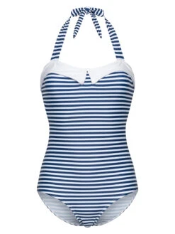 Pussy Deluxe Maritim Damen Badeanzug Blau Allover