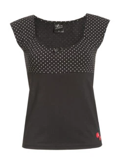 Pussy Deluxe Mini Dots Evie Damen T-Shirt Schwarz Allover