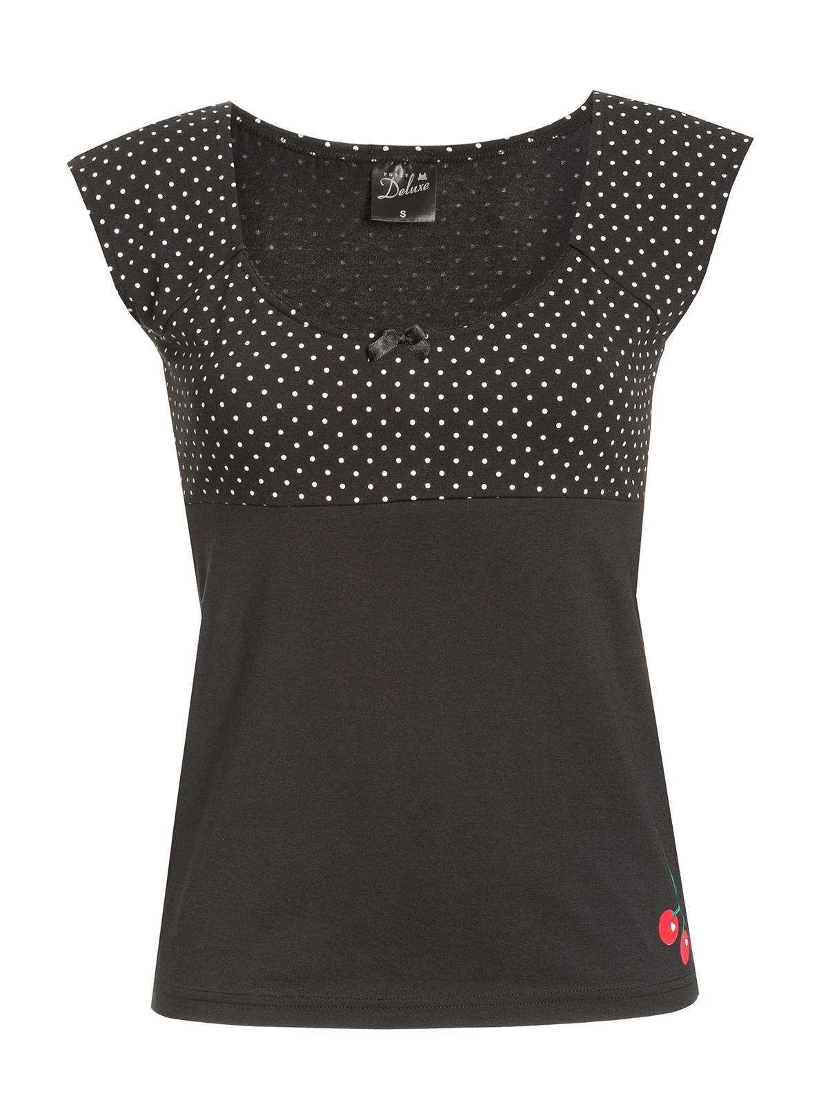 Pussy Deluxe Mini Dots Evie Damen T-Shirt Schwarz Allover