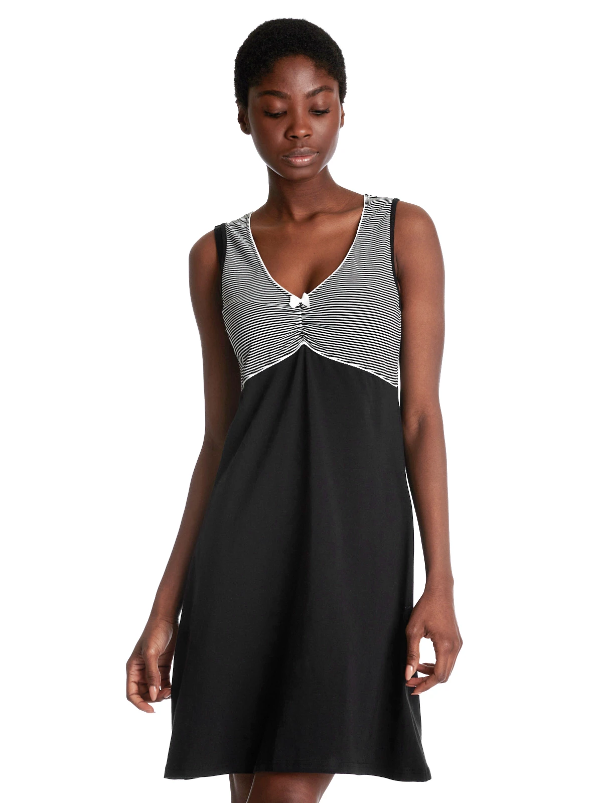 Pussy Deluxe Mini Stripes Damen A-Linien-Kleid Schwarz Allover – Bild 2