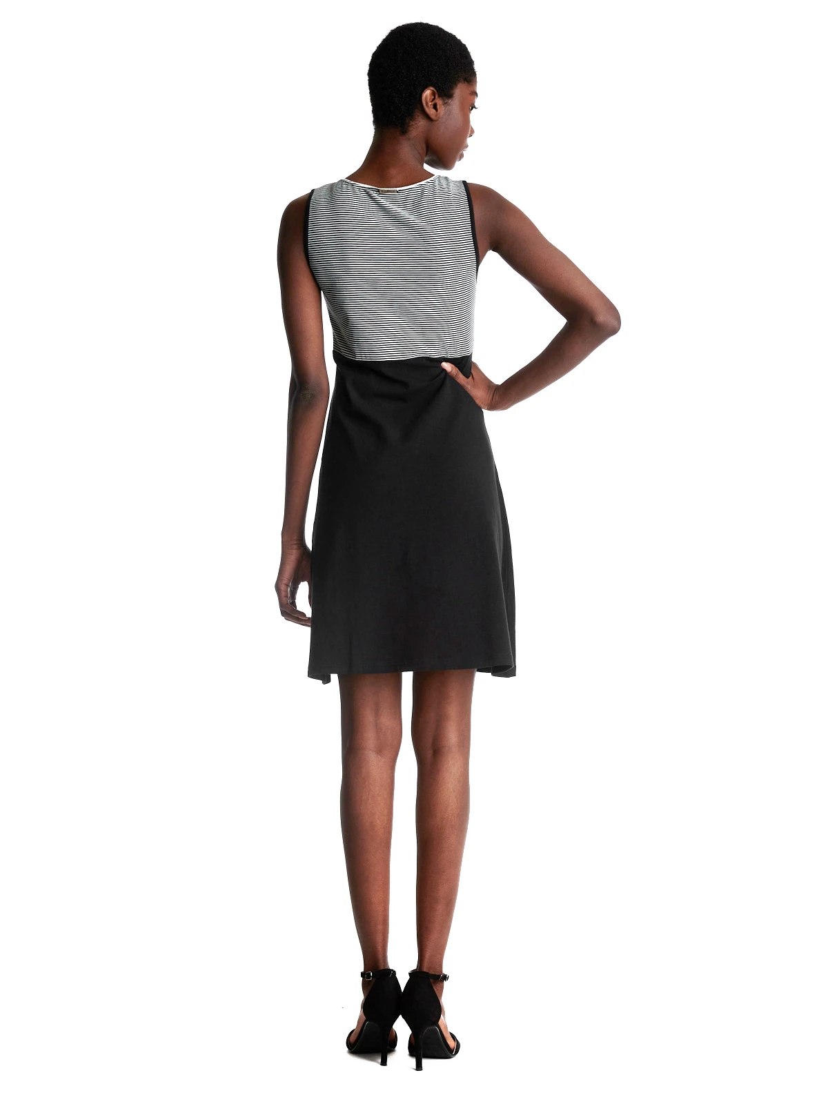 Pussy Deluxe Mini Stripes Damen A-Linien-Kleid Schwarz Allover – Bild 12