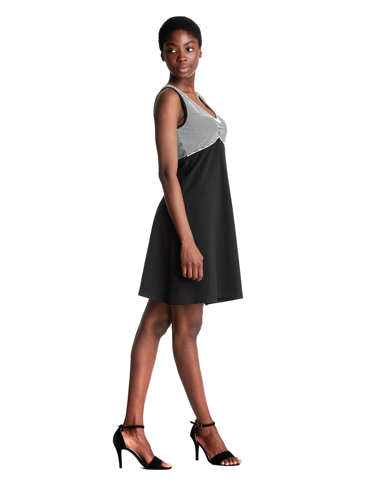 Pussy Deluxe Mini Stripes Damen A-Linien-Kleid Schwarz Allover – Bild 6