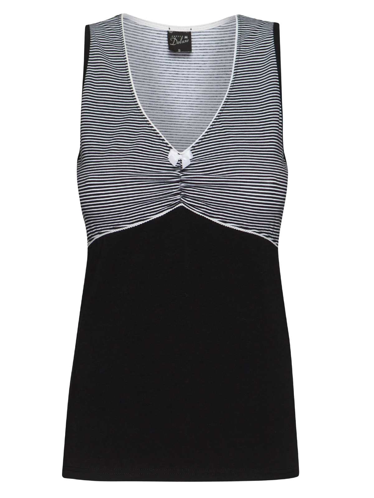 Pussy Deluxe Mini Stripes Damen Tanktop Schwarz Allover