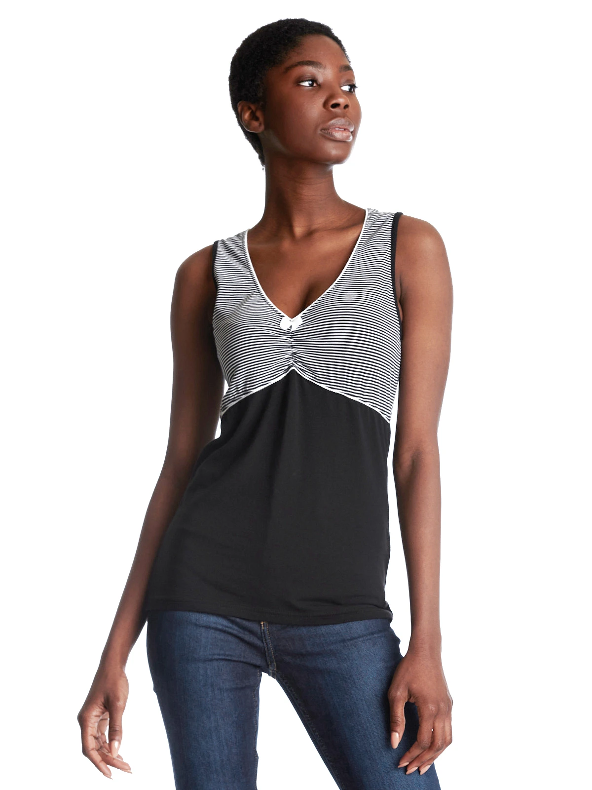 Pussy Deluxe Mini Stripes Damen Tanktop Schwarz Allover – Bild 2