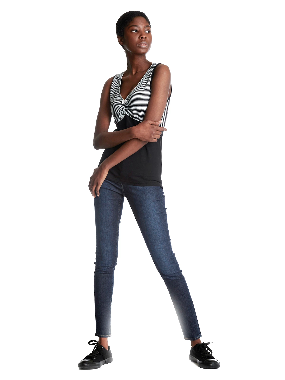 Pussy Deluxe Mini Stripes Damen Tanktop Schwarz Allover – Bild 5