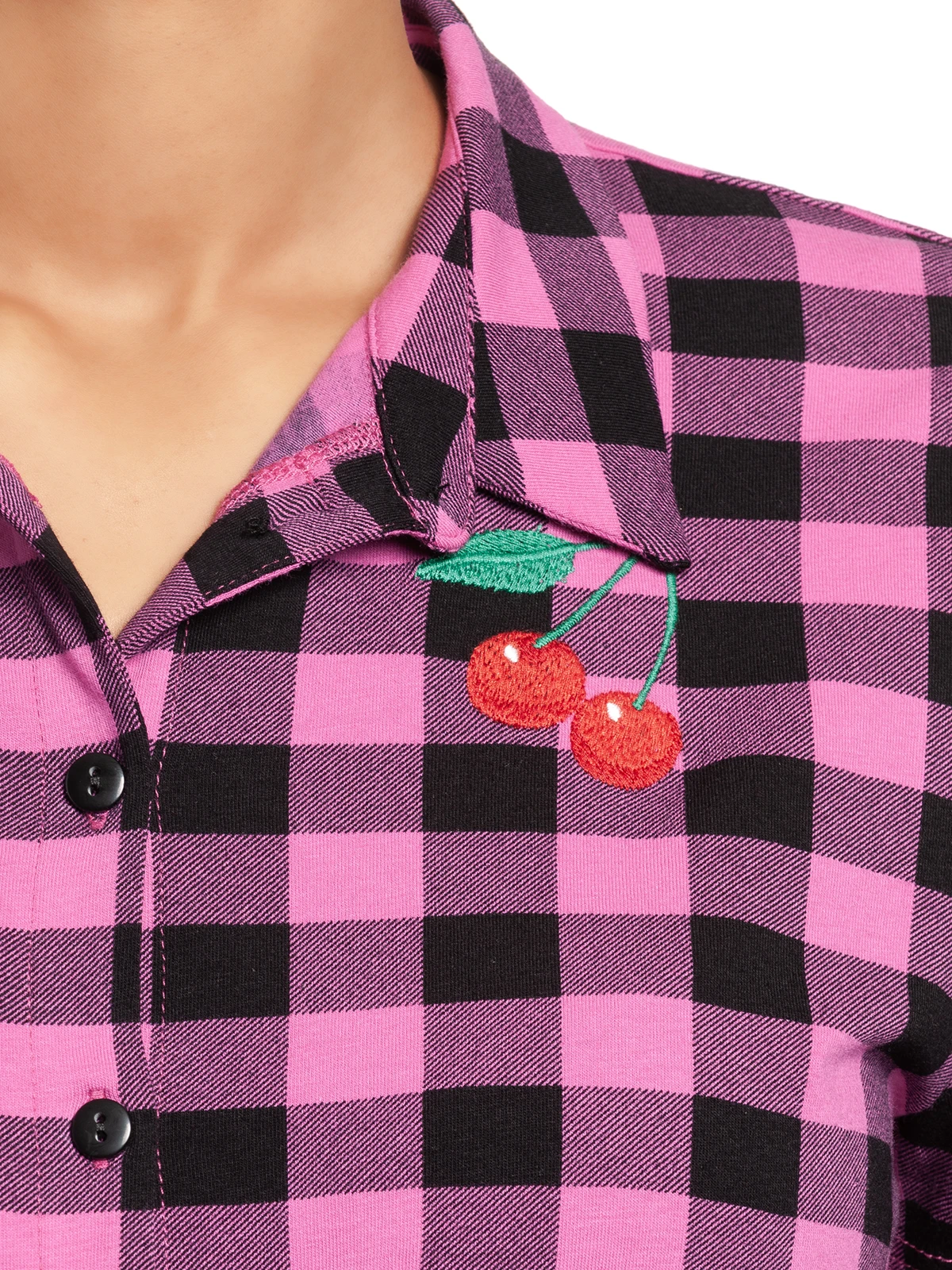 Pussy Deluxe Pink Checkered Damen Kurzarmbluse Schwarz/lightpink – Bild 6