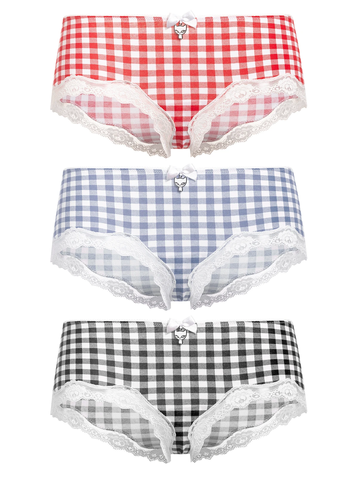 Pussy Deluxe Plaid 3er Set Hipster Damen Hipster-Set Mehrfarbig