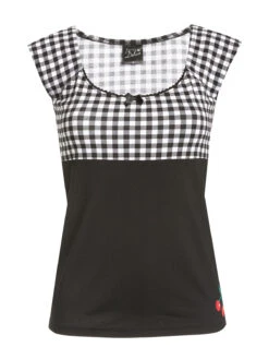 Pussy Deluxe Plaid Evie Damen T-Shirt Schwarz/weiß