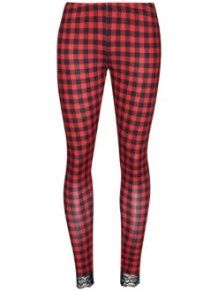 Pussy Deluxe Red Checkered Damen Leggings Rot Allover