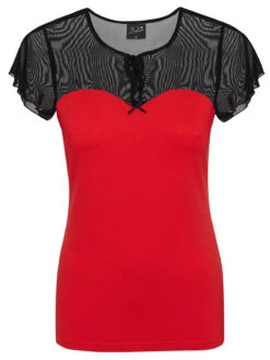 Pussy Deluxe Red Lovley Chic Damen T-Shirt Rot