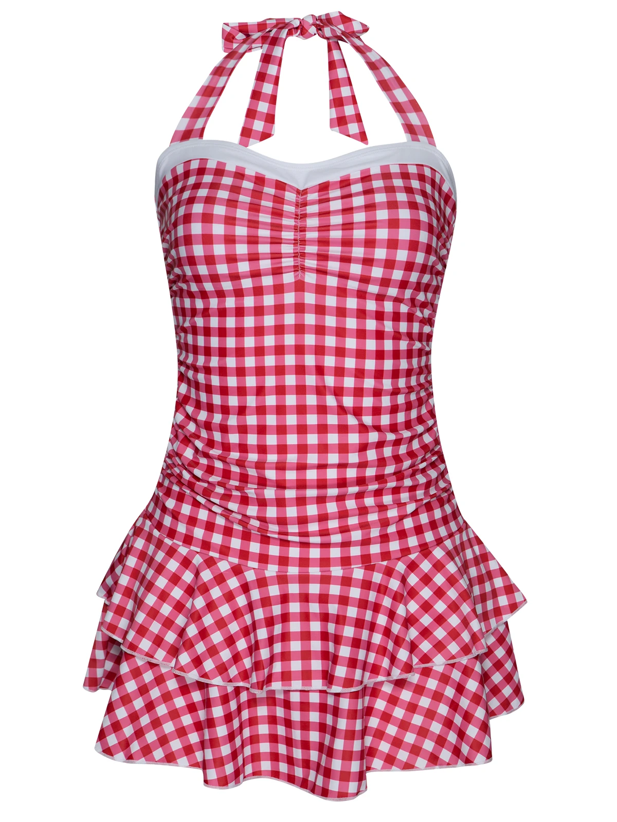 Pussy Deluxe Red Plaid Damen Badeanzug Rot Allover