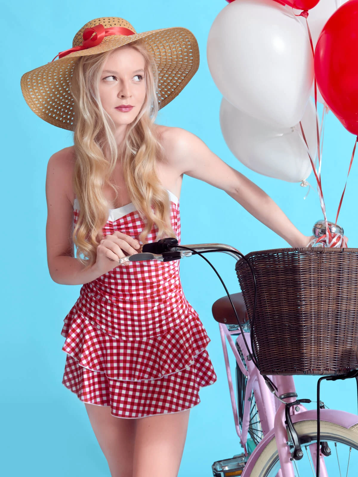 Pussy Deluxe Red Plaid Damen Badeanzug Rot Allover - Image 8