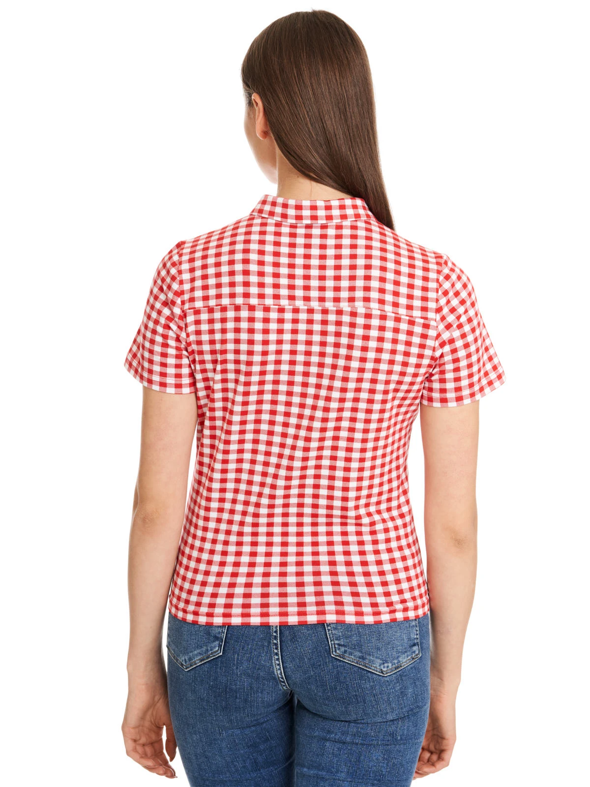 Pussy Deluxe Red Plaid Damen Kurzarmbluse Rot Allover – Bild 6