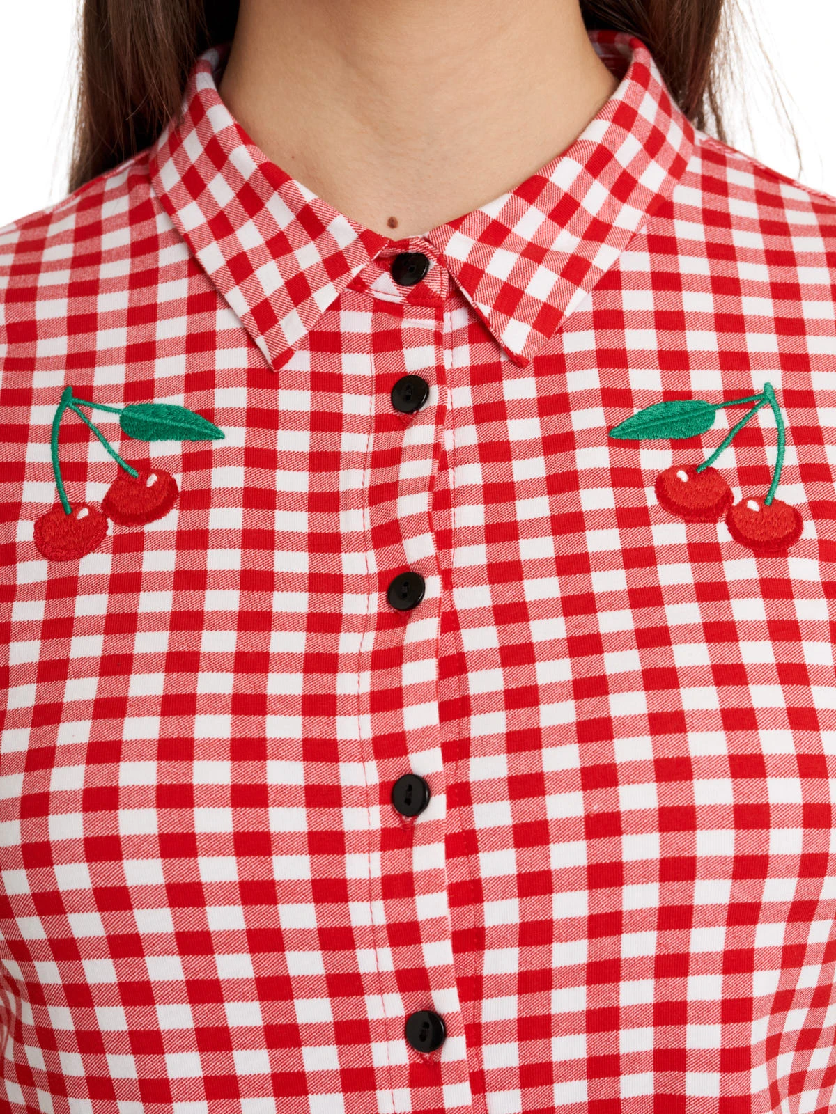 Pussy Deluxe Red Plaid Damen Kurzarmbluse Rot Allover – Bild 13