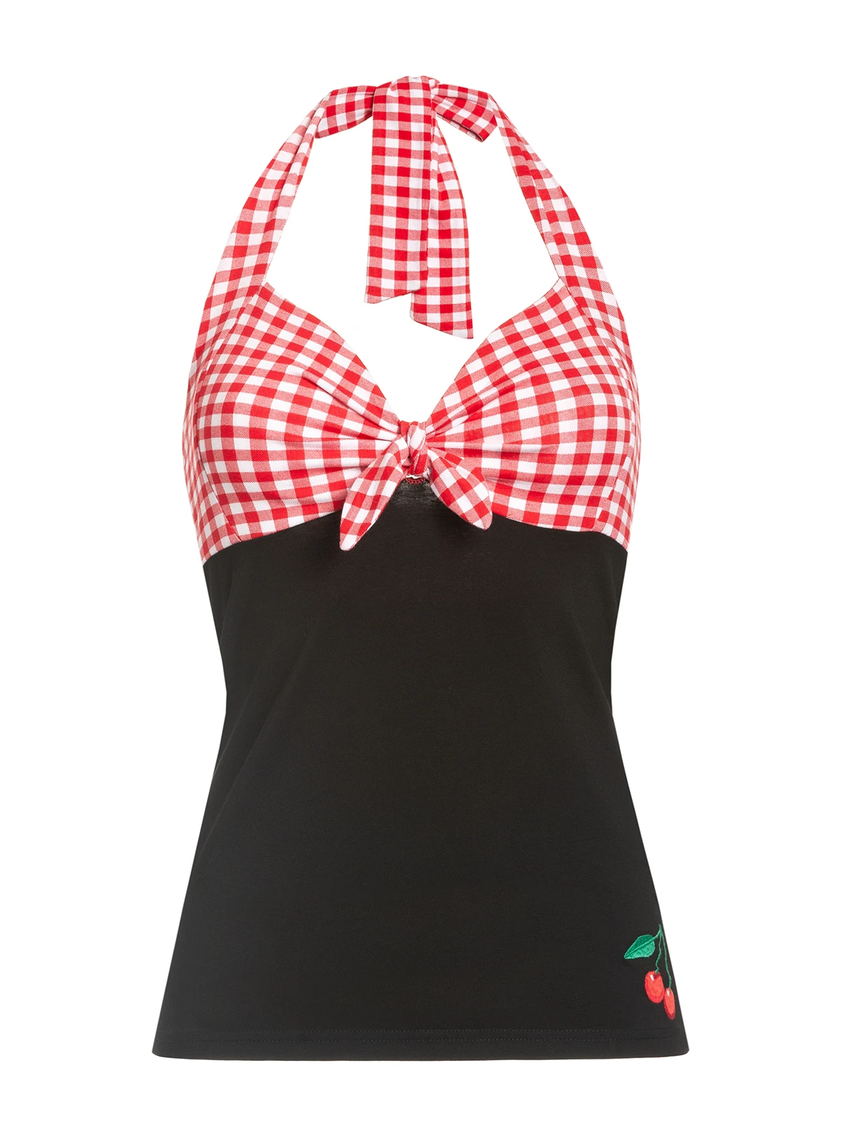 Pussy Deluxe Red Plaid Damen Neckholdertop Schwarz/rot