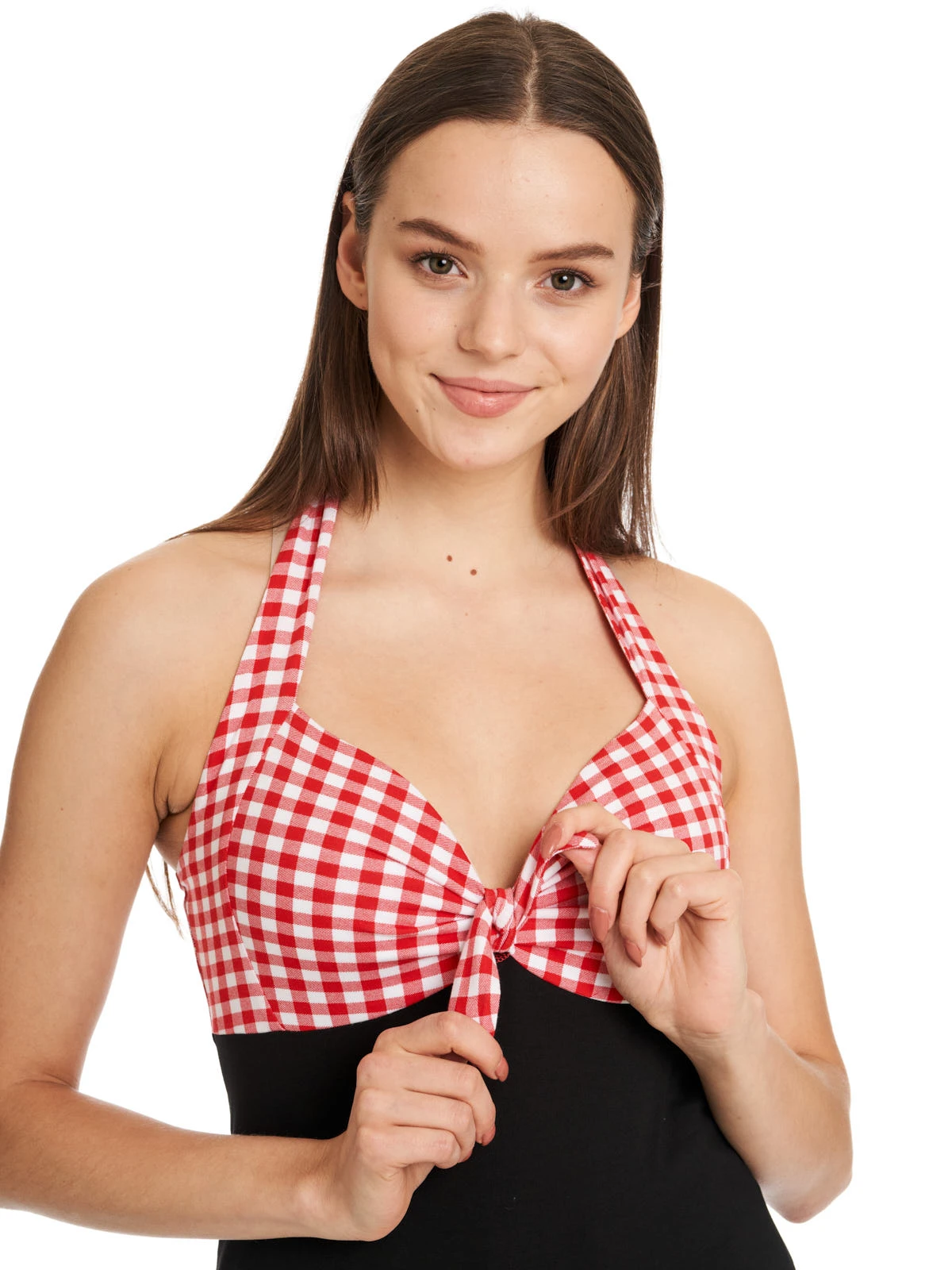 Pussy Deluxe Red Plaid Damen Neckholdertop Schwarz/rot – Bild 6