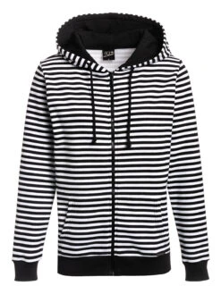 Pussy Deluxe Stripes Damen Kapuzensweatjacke Schwarz/weiß