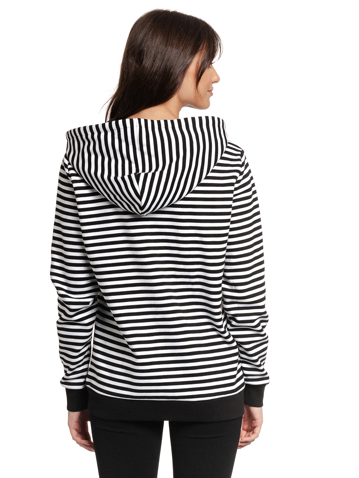 Pussy Deluxe Stripes Damen Kapuzensweatjacke Schwarz/weiß - Image 3