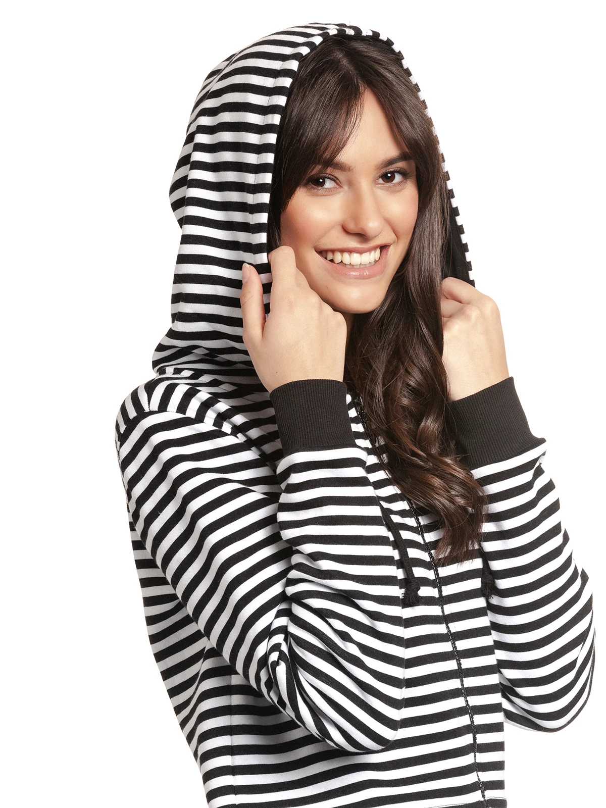 Pussy Deluxe Stripes Damen Kapuzensweatjacke Schwarz/weiß - Image 5