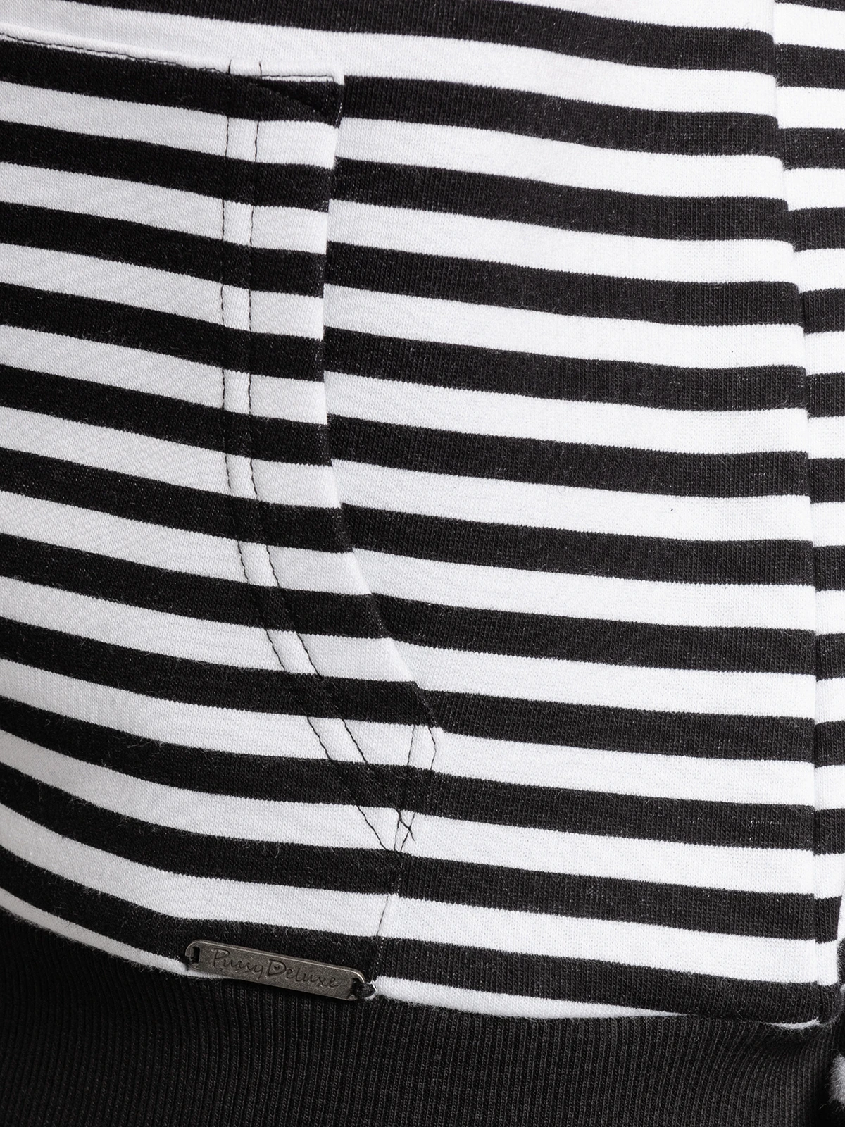 Pussy Deluxe Stripes Damen Kapuzensweatjacke Schwarz/weiß - Image 7