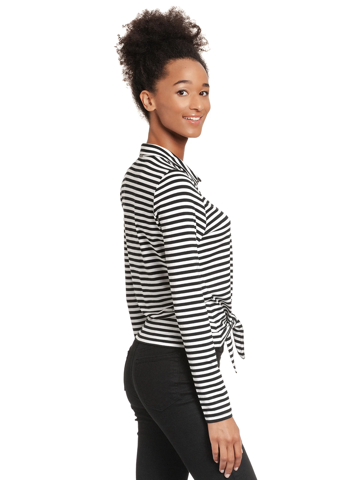 Pussy Deluxe Stripes Damen Langarmbluse Schwarz/weiß – Bild 4