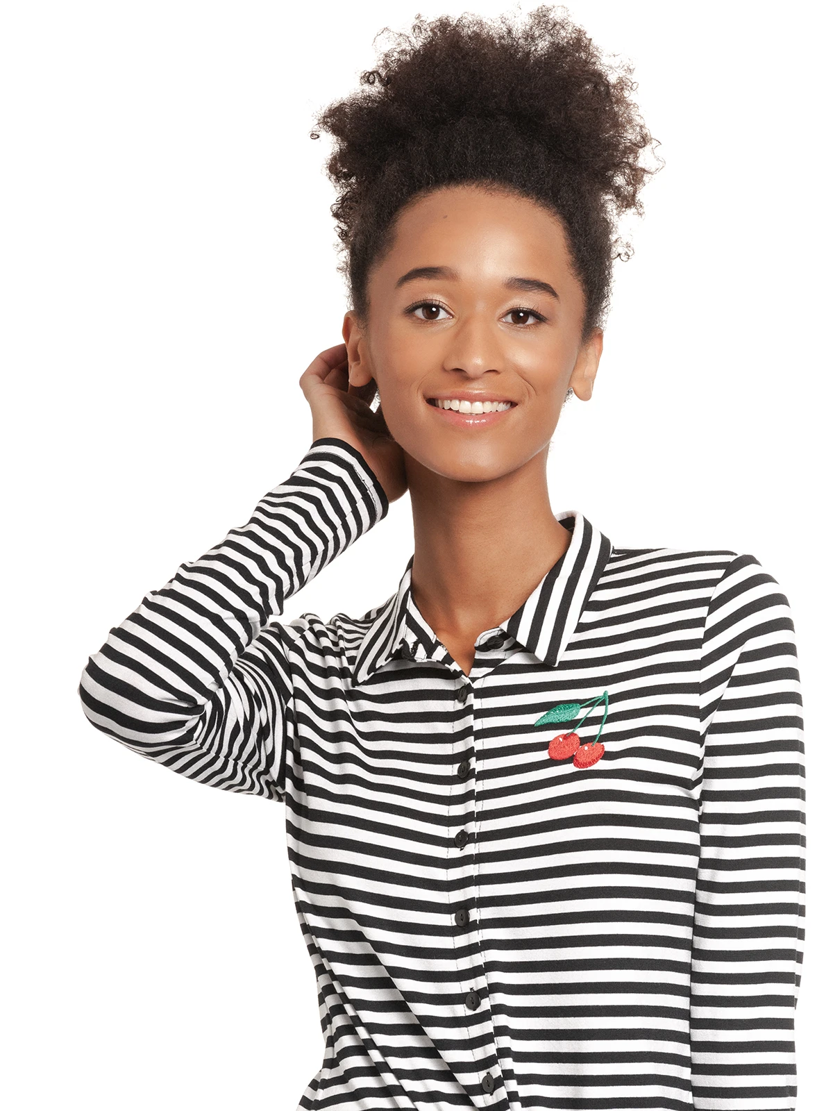 Pussy Deluxe Stripes Damen Langarmbluse Schwarz/weiß – Bild 5