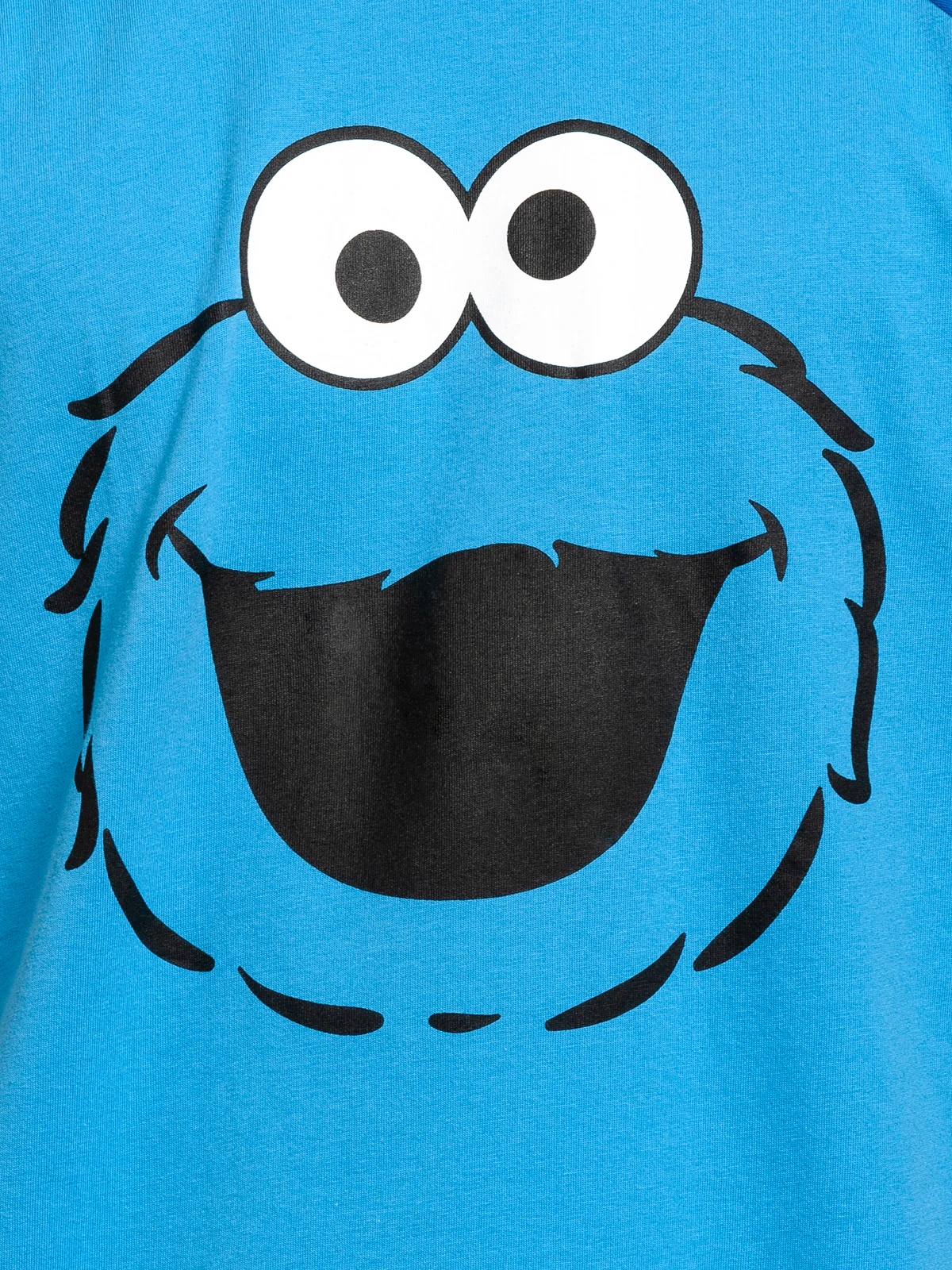 Sesame Street Sesamstrasse Cookie Monster Face Herren T-Shirt Blau – Bild 5