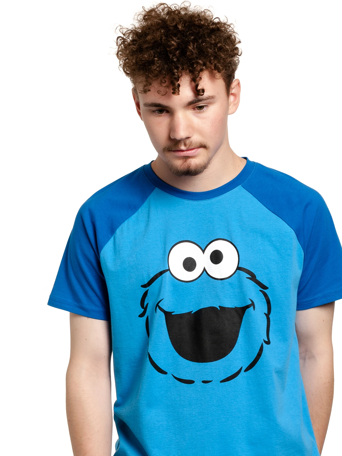 Sesame Street Sesamstrasse Cookie Monster Face Herren T-Shirt Blau – Bild 6