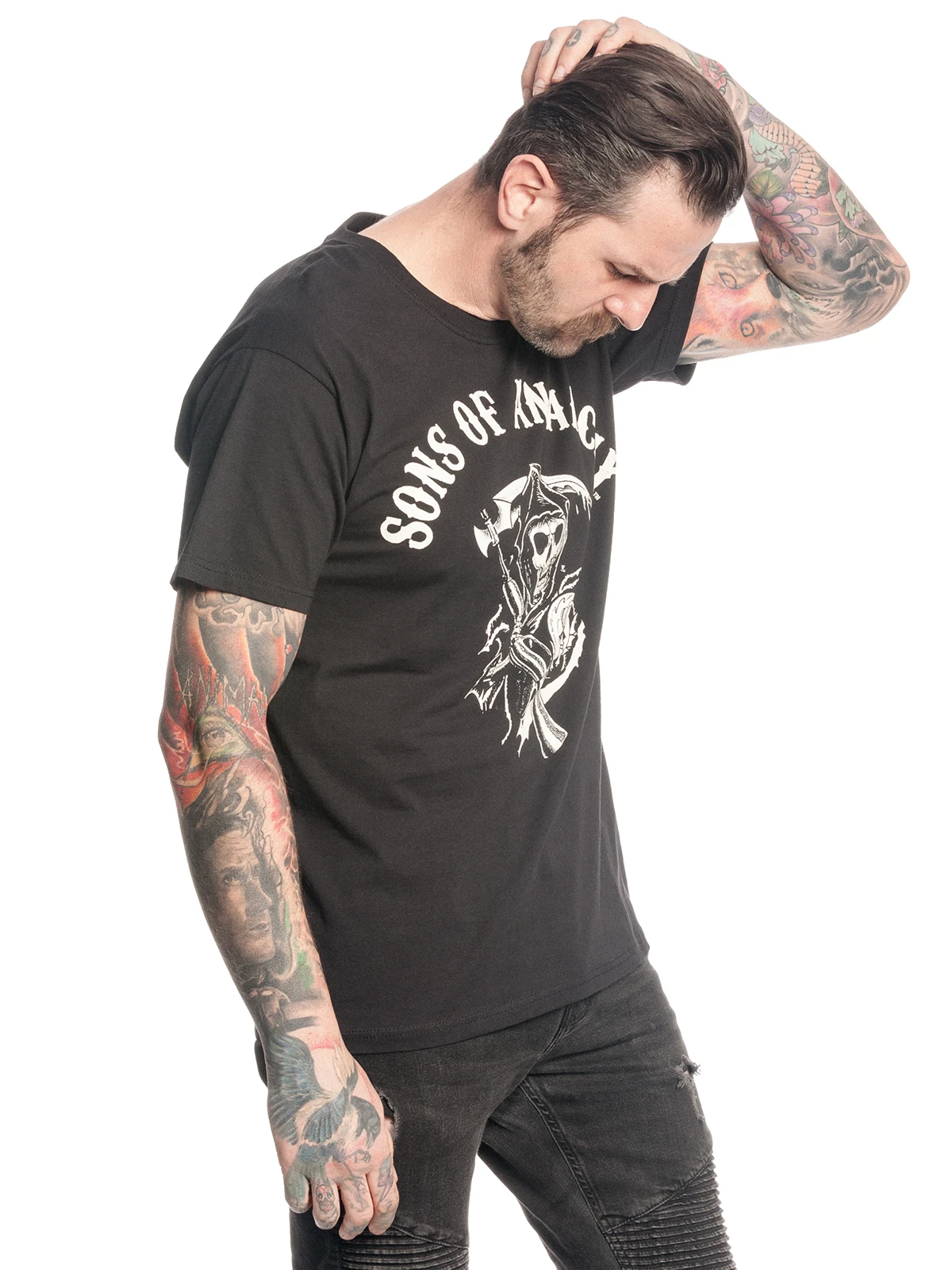 Sons Of Anarchy Reaper Logo Herren T-Shirt Schwarz – Bild 3