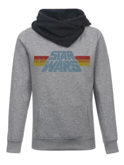 Star Wars Logo Damen Schalkragenpullover Grau Meliert