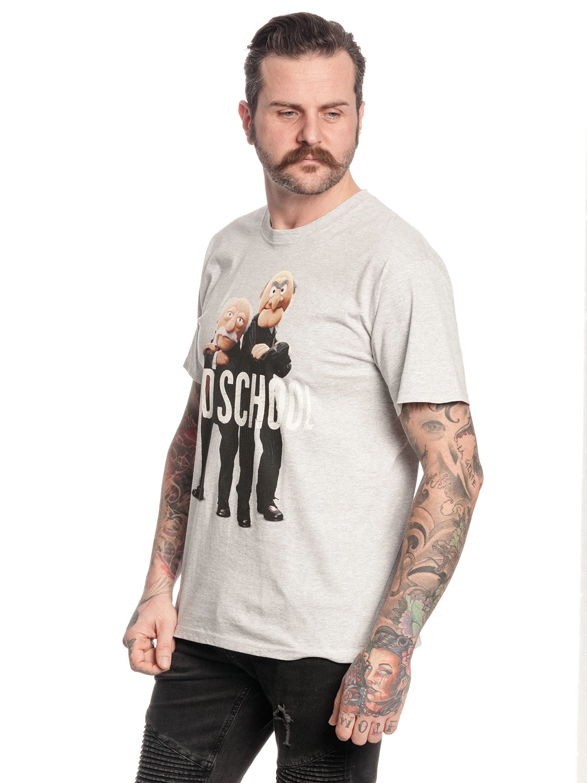 The Muppets Waldorf & Statler Herren T-Shirt Grau Meliert – Bild 3