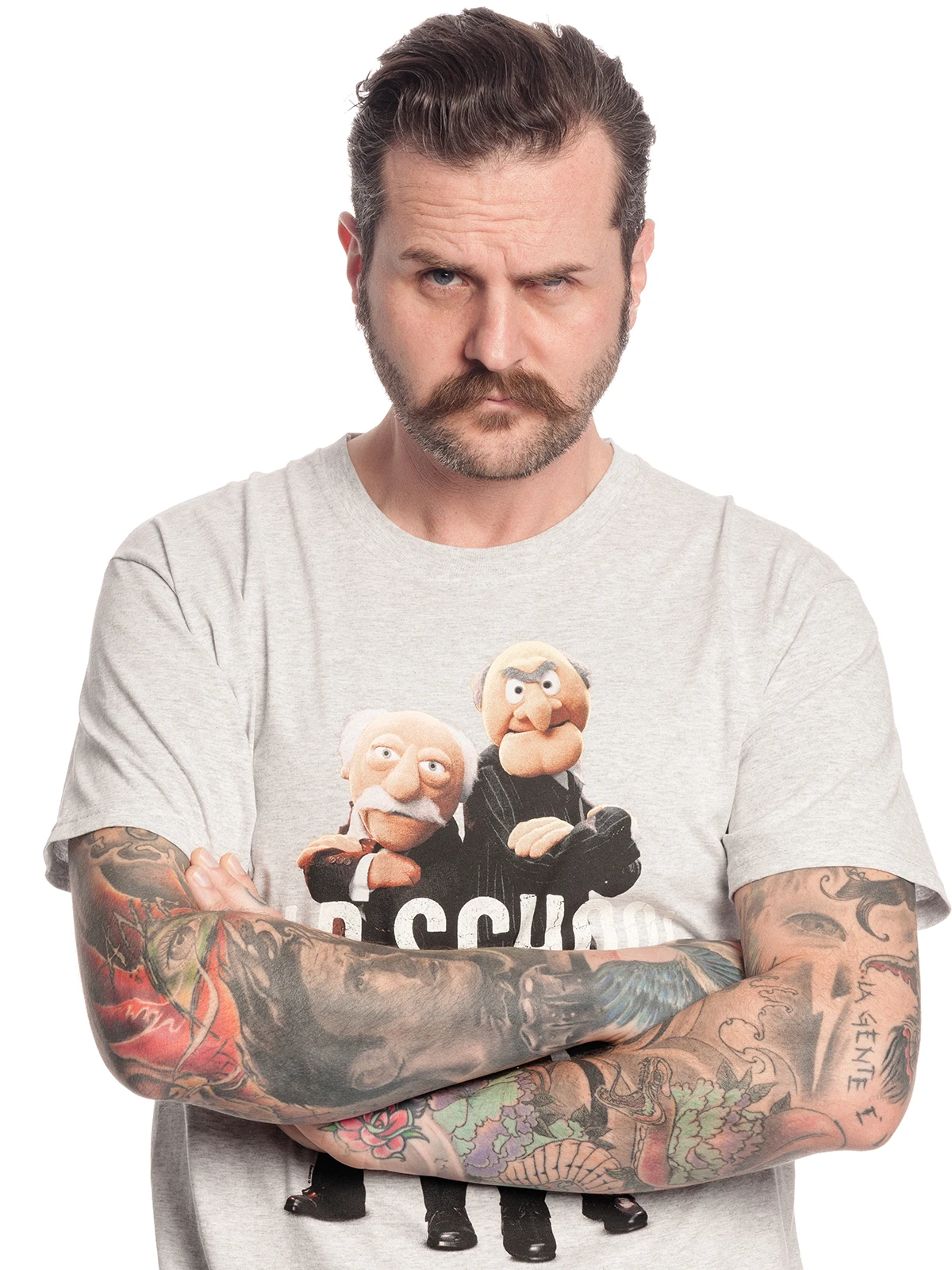 The Muppets Waldorf & Statler Herren T-Shirt Grau Meliert – Bild 5