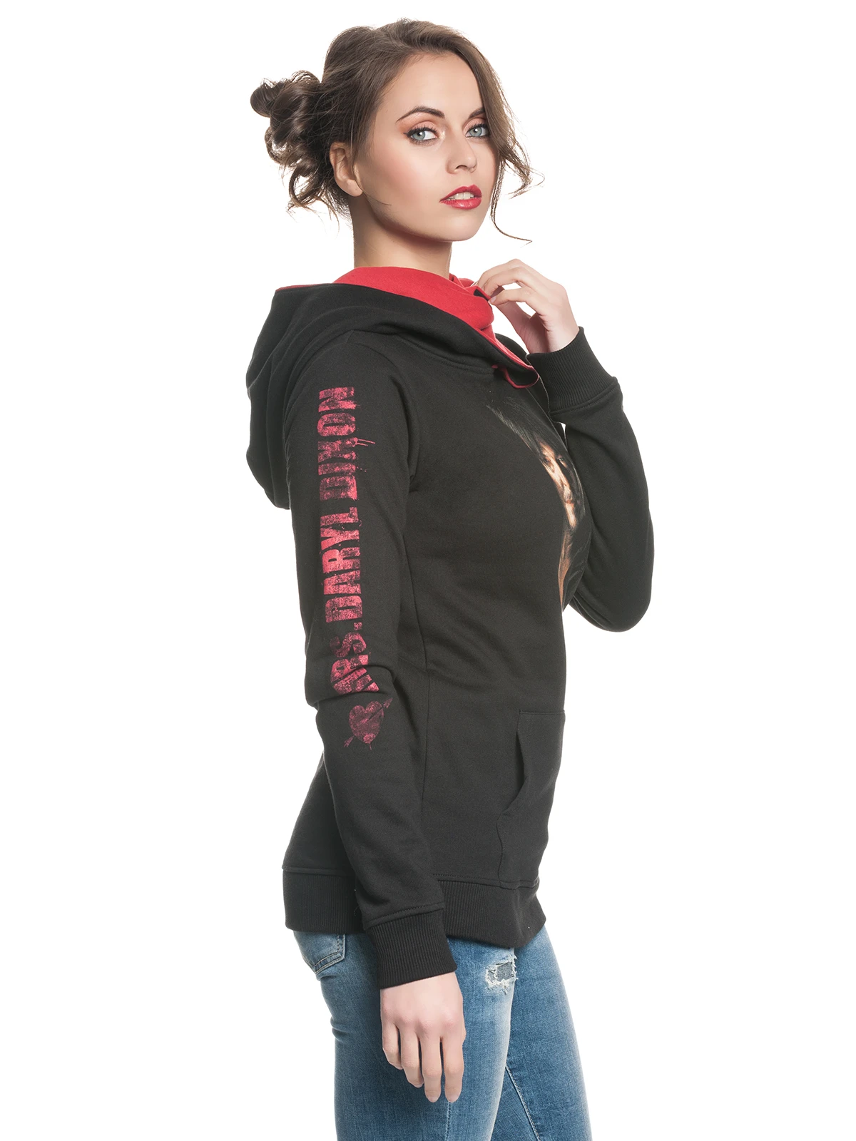 The Walking Dead Daryl Portrait Shawl Hoodie Frauen Kapuzenpullover Schwarz/rot – Bild 7