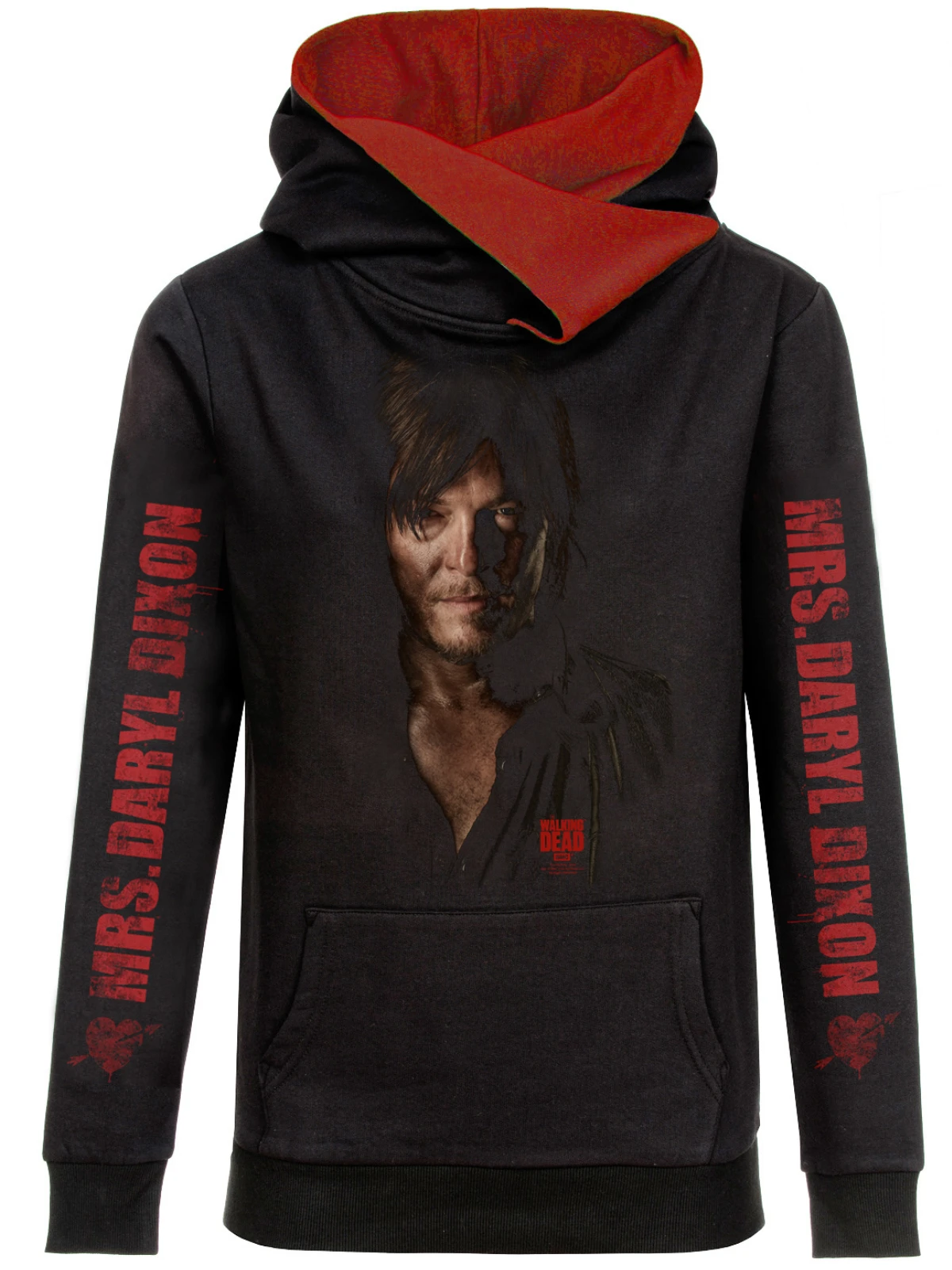 The Walking Dead Daryl Portrait Shawl Hoodie Frauen Kapuzenpullover Schwarz/rot