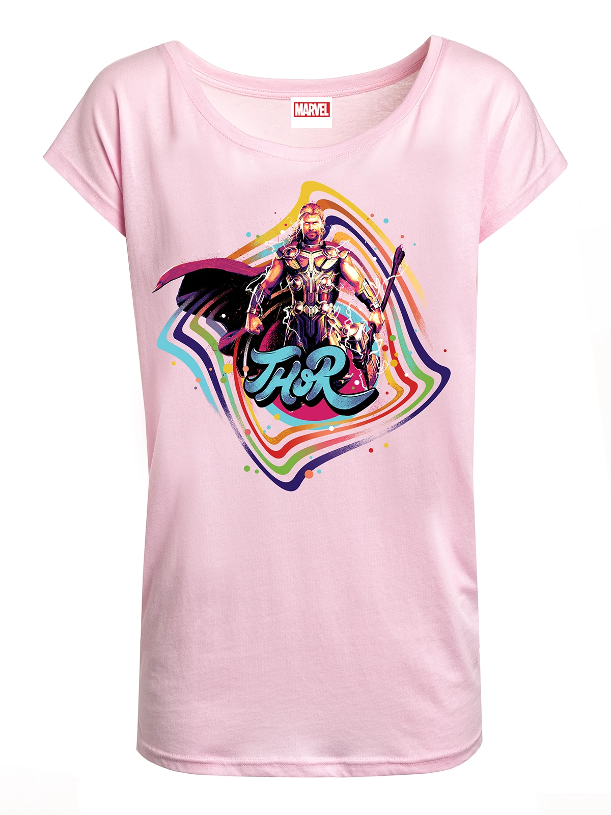 Thor Retro Print Damen Loose-Shirt Lightpink