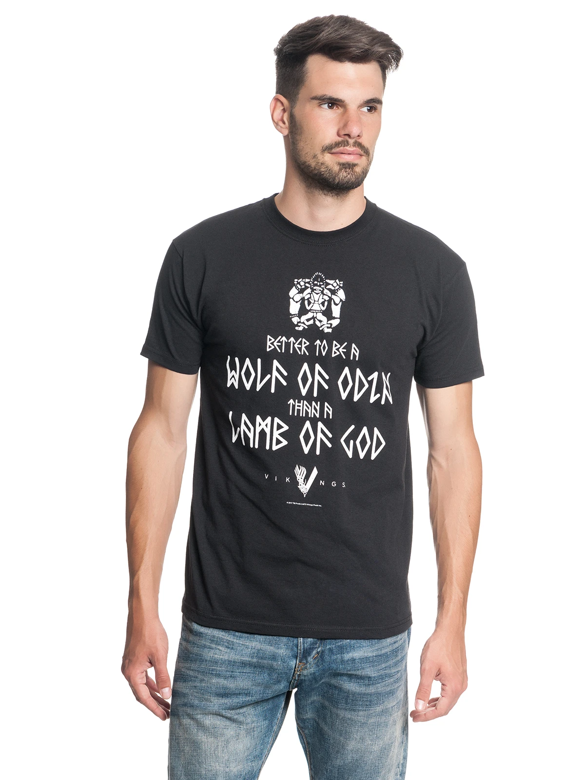 Vikings Wolf Of Odin Herren T-Shirt Schwarz