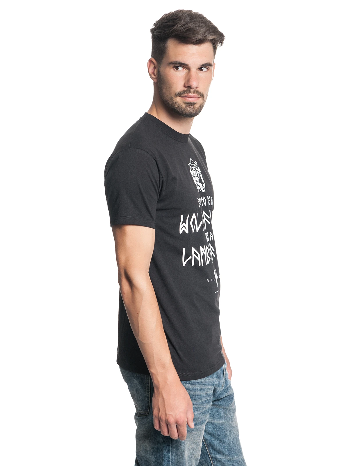 Vikings Wolf Of Odin Herren T-Shirt Schwarz – Bild 6