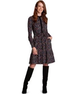 Vive Maria Amelie Damen A-Linien-Kleid Schwarz Allover