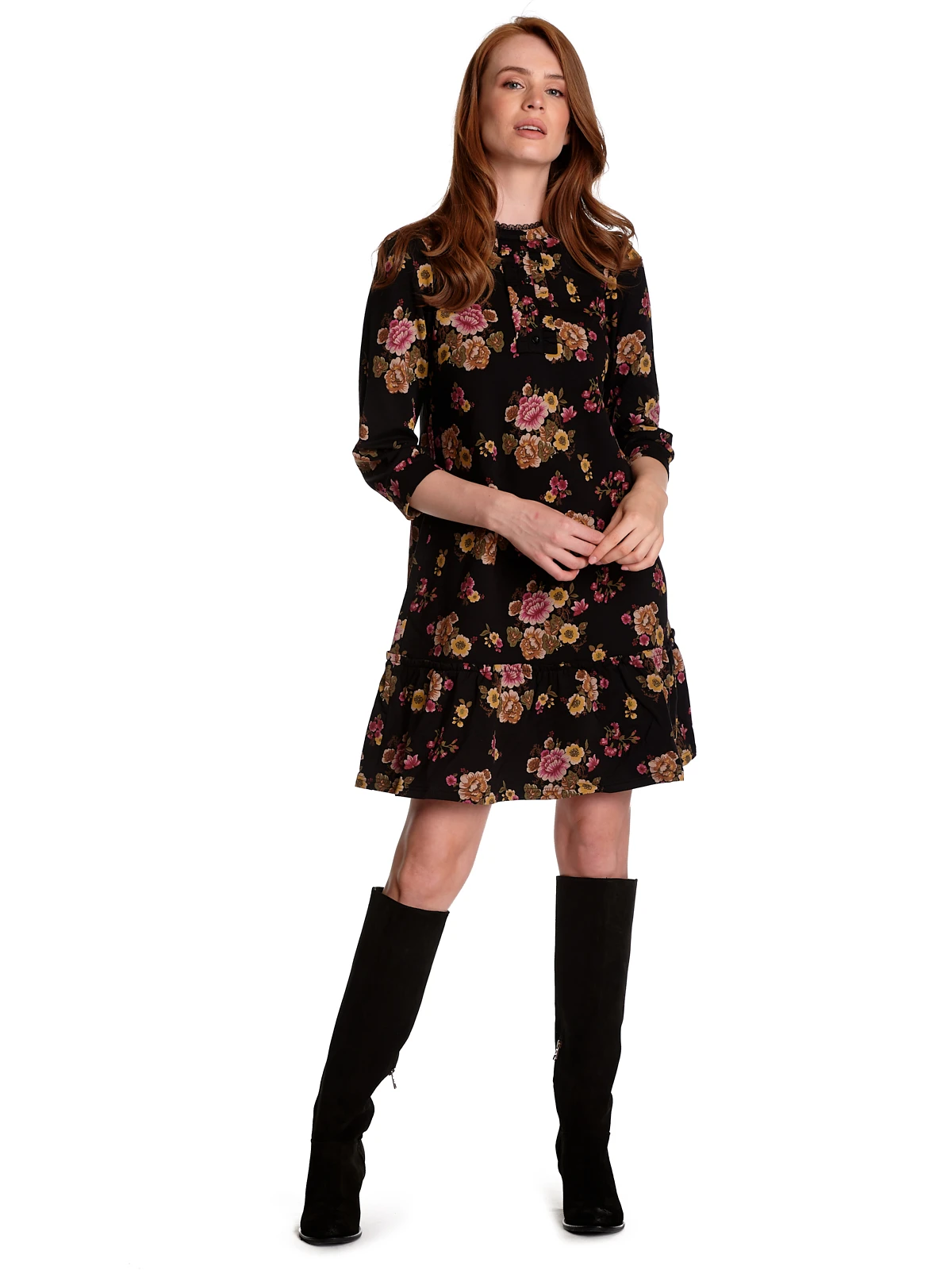 Vive Maria Barock Love Damen A-Linien-Kleid Schwarz Allover