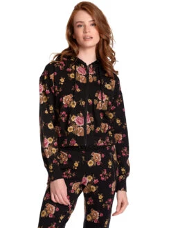 Vive Maria Barock Sweat Damen Kapuzensweatjacke Schwarz Allover