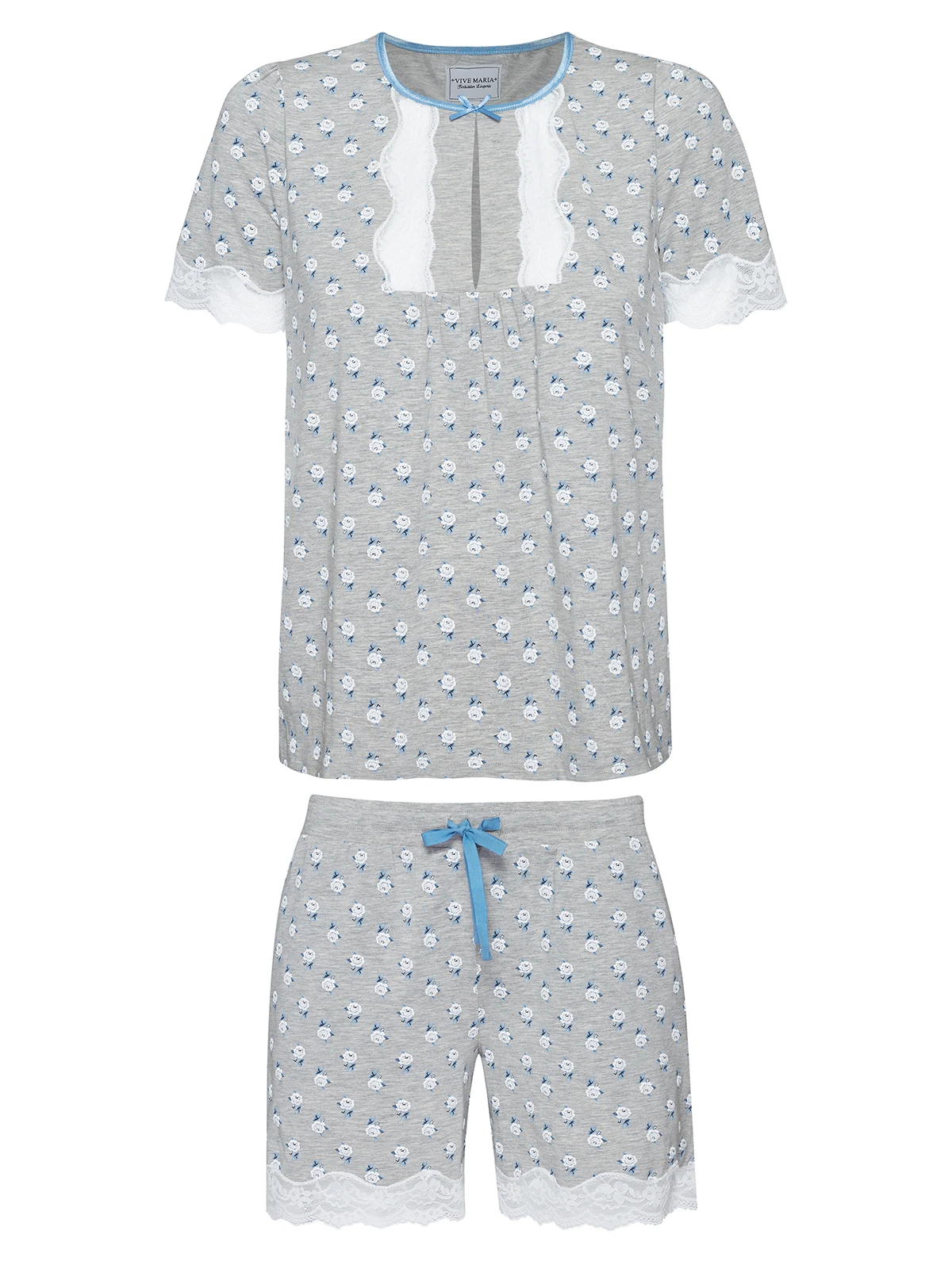Vive Maria Blue Love Damen Pyjama Grau Meliert Allover – Bild 3