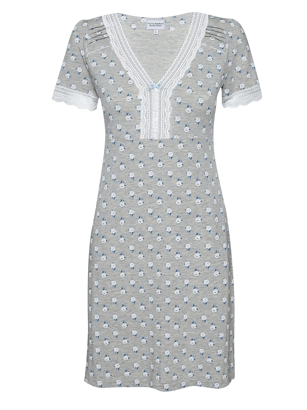 Vive Maria Blue Rose Damen Nachthemd Grau Meliert Allover – Bild 2