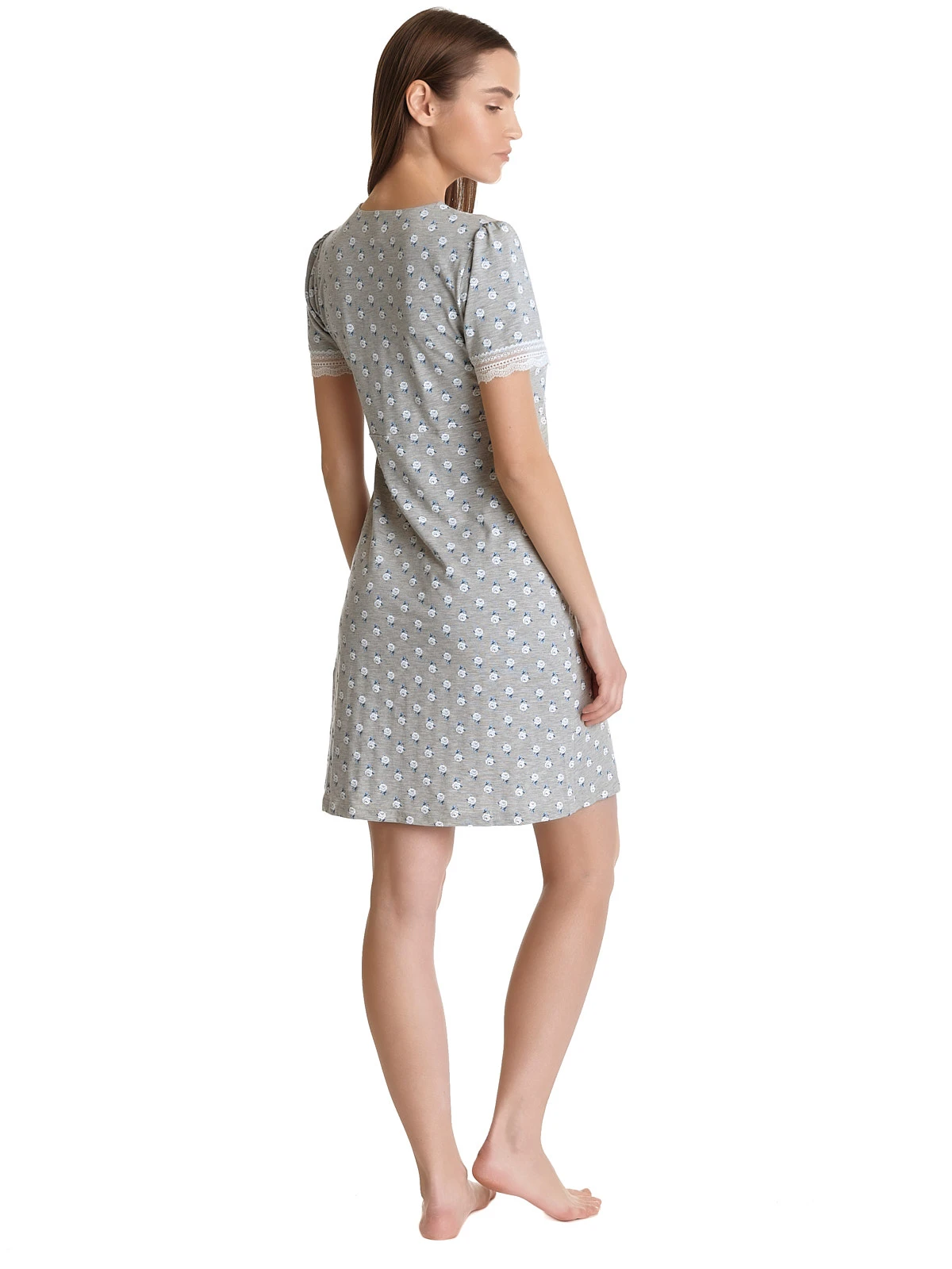 Vive Maria Blue Rose Damen Nachthemd Grau Meliert Allover – Bild 3