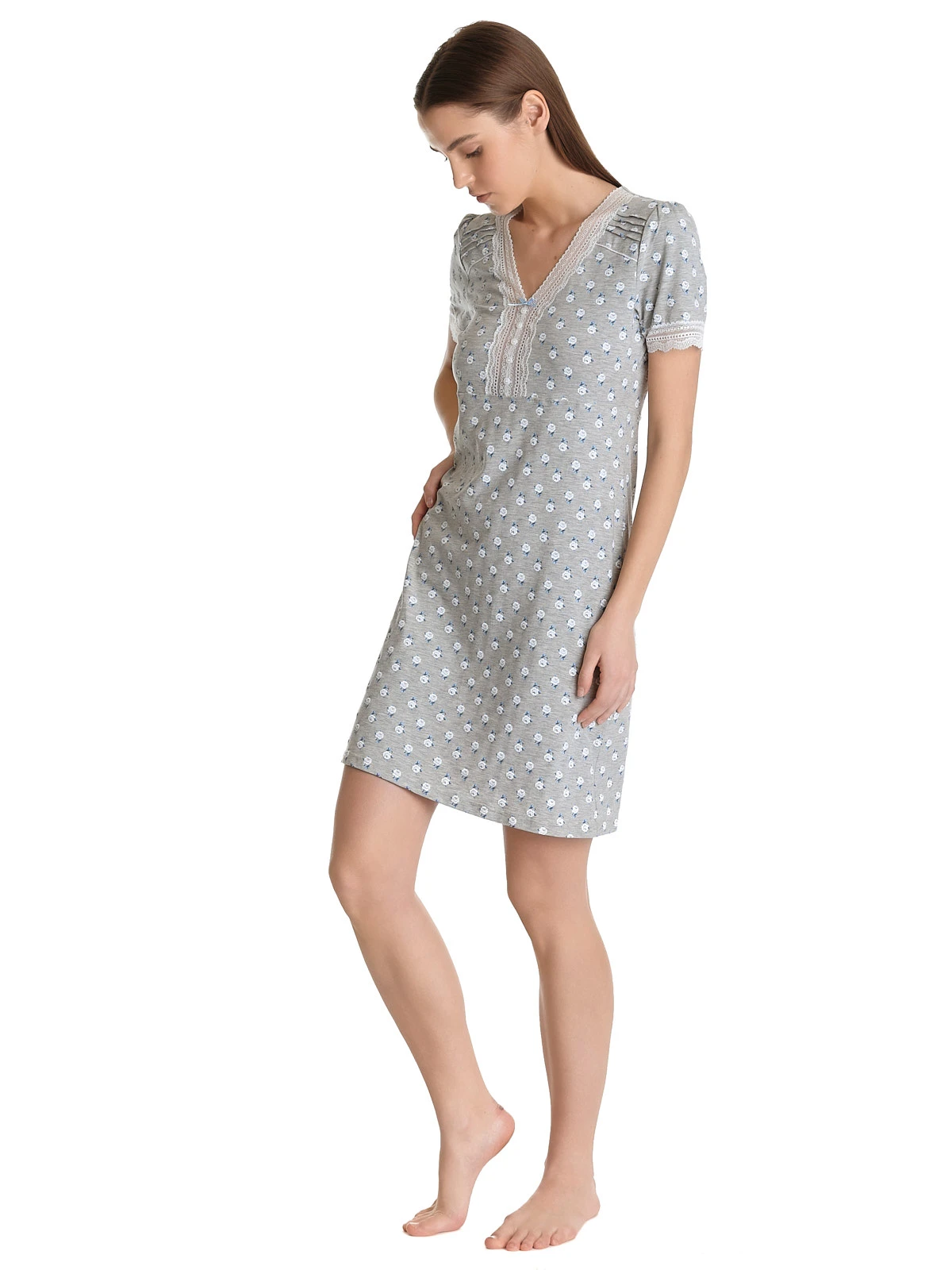 Vive Maria Blue Rose Damen Nachthemd Grau Meliert Allover – Bild 4