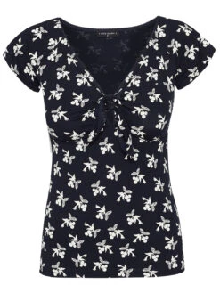 Vive Maria Cherry Summer Damen T-Shirt Dunkelblau Allover